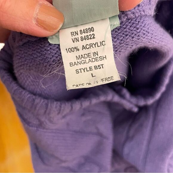 Sara Morgan Sweater Vintage Cardigan Cable Knit Button Up Vtg Purple Size Large - Picture 9 of 10